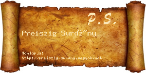 Preiszig Surány névjegykártya